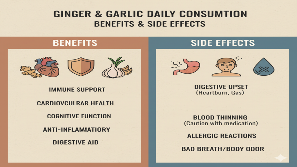 Ginger Garlic Daily Consumption Benefits & Side Effects