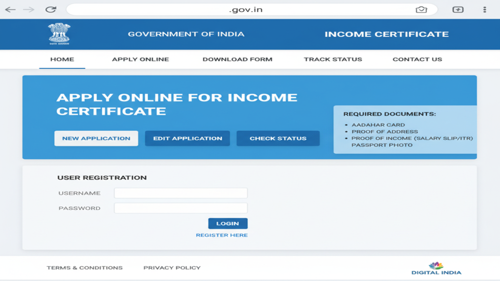 Income Certificate Apply Online Govt Website