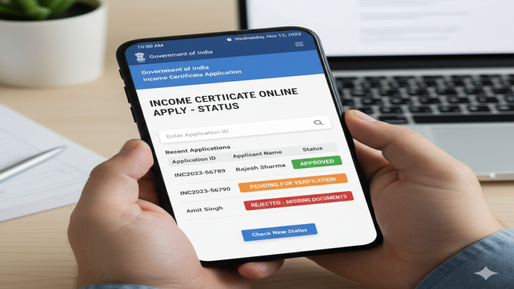 Income Certificate Online Apply Status