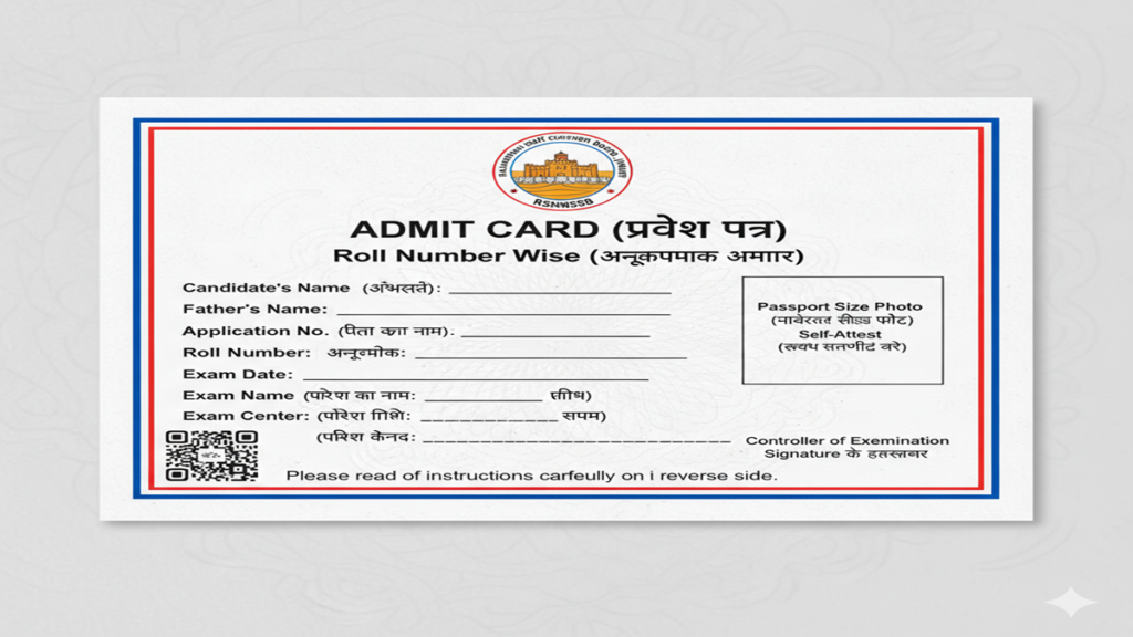 Rsmssb Admit Card Roll Number Wise