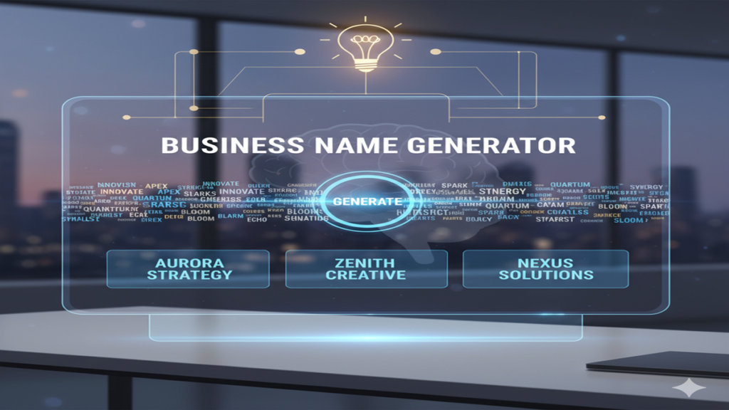 Business Name Generator 2026: चुटकियों में खोजें अपनी कंपनी के लिए एक दमदार और यूनिक नाम! 1 Business Name Generator