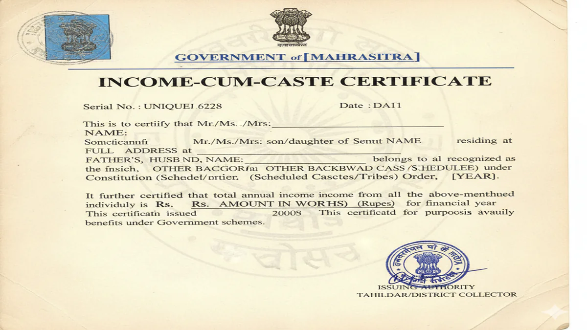 Income Certificate For Caste Certificate