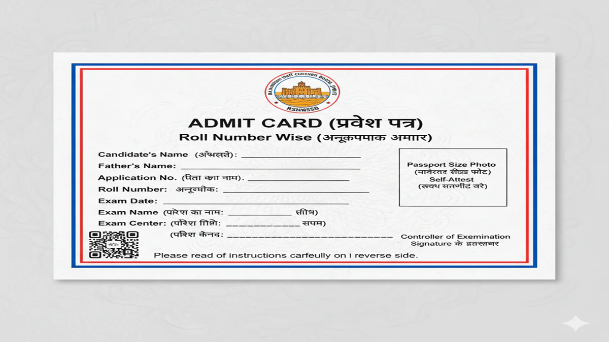 Rsmssb Admit Card Roll Number Wise